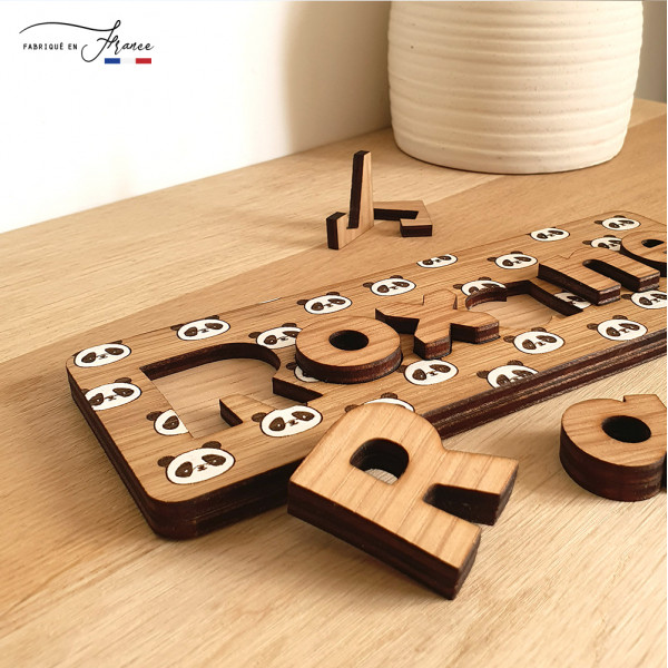 Puzzle en bois lettres prénom personnalisé
